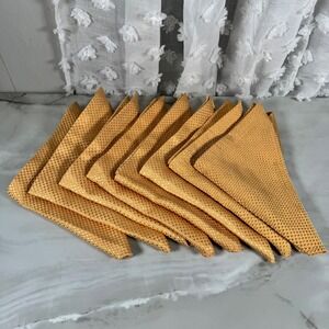 Set of 8 Waterford Cloth Dinner Napkins Gold Monochromatic Dots Textured 20"x20"